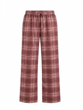 MANGO Flannel Check Pajama Bottom Russet S NWOT